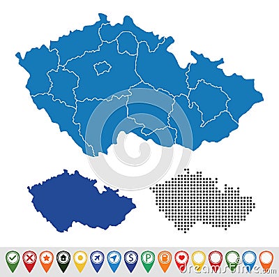 Set maps of Czech Republic Stock Photo